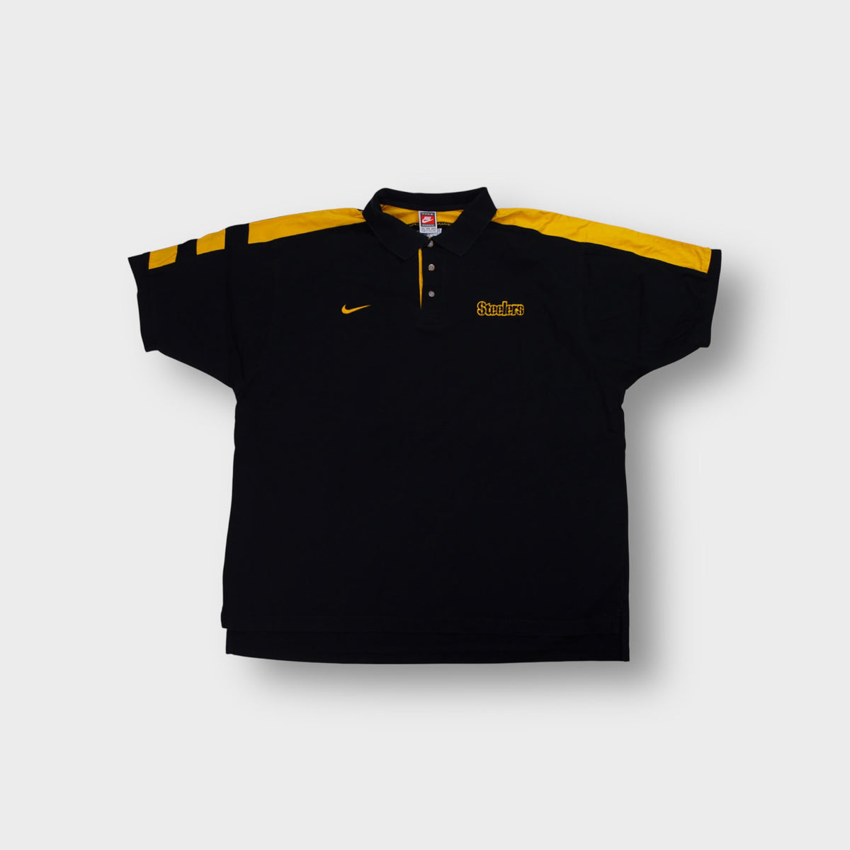 Nike polo shirt in black and yellow with embroidered Pittsburgh Steelers embroidery