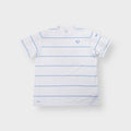 Nike T-Shirt in white and blue featuring horizontal pinstripes and chest logo