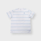Nike T-Shirt in white and blue featuring horizontal pinstripes and chest logo