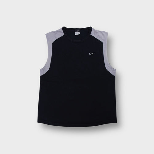Nike training tanktop in black and gray featuring an embroidered swoosh logo
