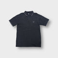 Nike polo shirt in charcoal grey with white embroidered swoosh and tipped collar