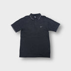 Nike polo shirt in charcoal grey with white embroidered swoosh and tipped collar