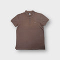Nike brown short sleeve polo shirt with small white embroidered swoosh logo
