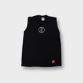 Nike black sleeveless top featuring a basketball logo graphic on the chest