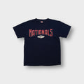 Nike navy T-Shirt featuring red Nationals chest lettering and a stitched swoosh patch