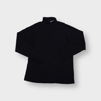 Nike turtleneck sweater in black with embroidered white Swoosh logo on collar