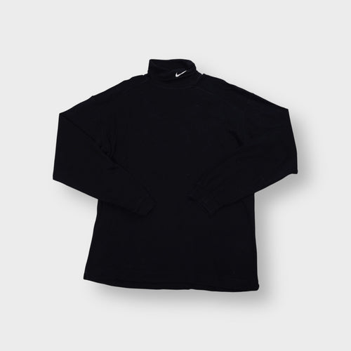 Nike turtleneck sweater in black with embroidered white Swoosh logo on collar