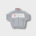 Adidas Originals jacket in grey and white featuring a 40th anniversary Trefoil print.
