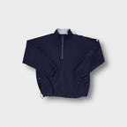 Adidas windbreaker jacket in navy blue with half zip and sleeve embroidery