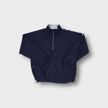 Lade das Bild in den Galerie-Viewer, Adidas windbreaker jacket in navy blue with half zip and sleeve embroidery