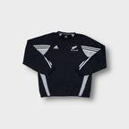 Adidas All Blacks black sweater featuring embroidered silver fern chest logo