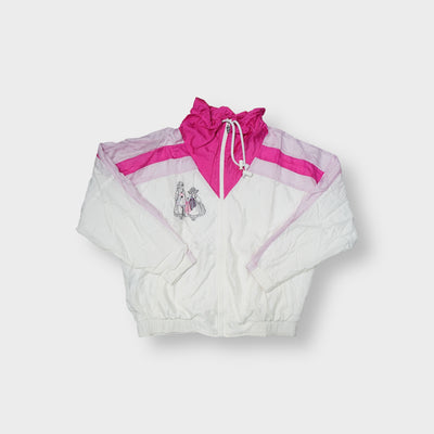 Sergio Tacchini track jacket in pink and white featuring chest folk embroidery