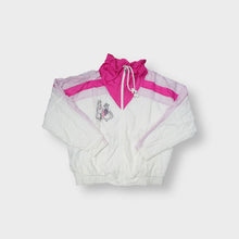 Load image into Gallery viewer, Sergio Tacchini track jacket in pink and white featuring chest folk embroidery