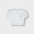 Vintage Adidas white crew neck sweater with patterned shoulder tape detailing