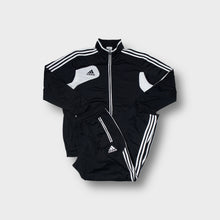 Load image into Gallery viewer, Adidas tracksuit set in black and white featuring contrast panel details