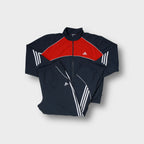 Adidas full tracksuit set in navy blue with red panel and white three stripes