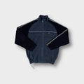Adidas fleece jacket in navy and black featuring white sleeve stripes