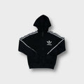 Adidas Originals zip-up hoodie in black with white trefoil logo and three stripes