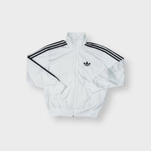Lade das Bild in den Galerie-Viewer, Adidas track jacket in white and black with embroidered trefoil logo and three stripes