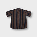 Hugo Boss short-sleeve shirt in black and brown with vertical stripes