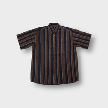 Load image into Gallery viewer, Hugo Boss short-sleeve shirt in black and brown with vertical stripes