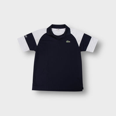 Lacoste Sport navy and white polo shirt with embroidered chest crocodile logo