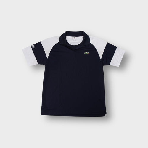 Lacoste Sport navy and white polo shirt with embroidered chest crocodile logo