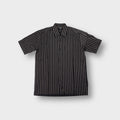 Hugo Boss short-sleeve shirt in black and beige vertical stripes with a chest pocket