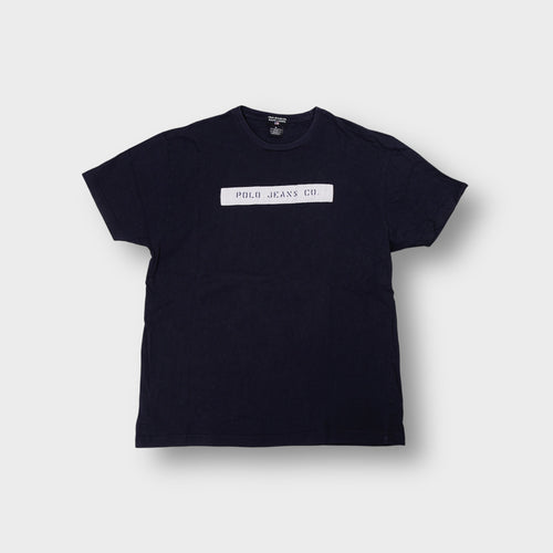Ralph Lauren black T-Shirt with a white printed box logo across the chest