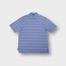 Load image into Gallery viewer, Ralph Lauren blue striped polo shirt with small white embroidered pony logo at hem