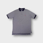 Ralph Lauren polo shirt in navy and white houndstooth with red embroidered logo