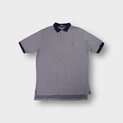 Ralph Lauren polo shirt in navy and white houndstooth with red embroidered logo