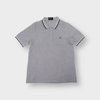 Fred Perry grey polo shirt with twin tipped collar and embroidered logo on chest