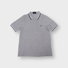 Load image into Gallery viewer, Fred Perry grey polo shirt with twin tipped collar and embroidered logo on chest