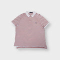 Ralph Lauren polo shirt in white, navy, and orange stripes with embroidered logo