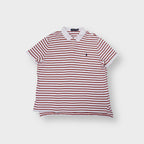 Ralph Lauren polo shirt in white, navy, and orange stripes with embroidered logo