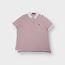 Load image into Gallery viewer, Ralph Lauren polo shirt in white, navy, and orange stripes with embroidered logo