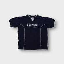 Load image into Gallery viewer, Lacoste T-Shirt in navy blue with white embroidered chest logo and contrast piping