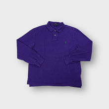 Load image into Gallery viewer, Ralph Lauren long-sleeve polo shirt in purple featuring green embroidered pony logo