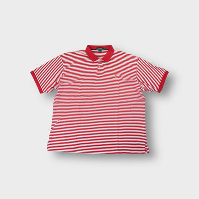 Ralph Lauren polo shirt in red and white stripes with crest logo embroidery