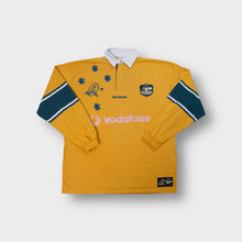Load image into Gallery viewer, Reebok Wallabies rugby shirt in gold featuring Australian Southern Cross stars