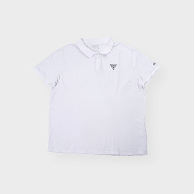 Guess polo shirt in white featuring an embroidered triangle logo on the chest