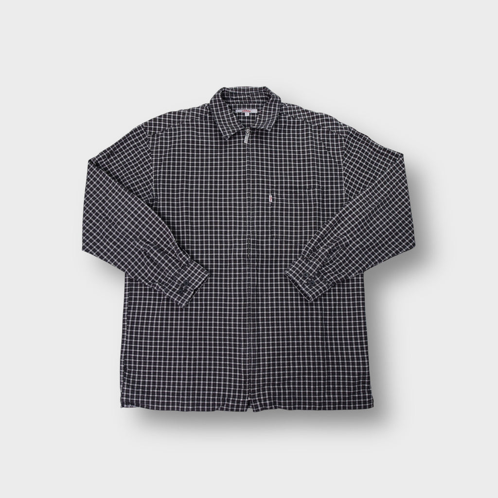 S. Oliver full-zip jacket in black and white check with a chest pocket and collar