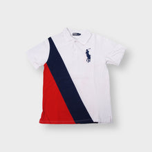 Load image into Gallery viewer, Ralph Lauren polo shirt in white, navy and red featuring large embroidered chest logo