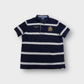 Ralph Lauren rugby polo shirt in navy and white with gold embroidered chest crest