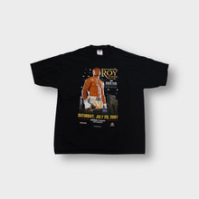 Load image into Gallery viewer, Jerzees T-Shirt in black featuring a Roy Jones Jr. Vs Julio Gonzalez fight graphic