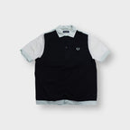 Fred Perry black and white button-up shirt with an embroidered chest logo