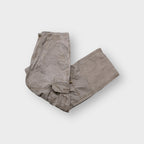 Caterpillar khaki tan cargo pants with side utility flap pockets and front embroidery