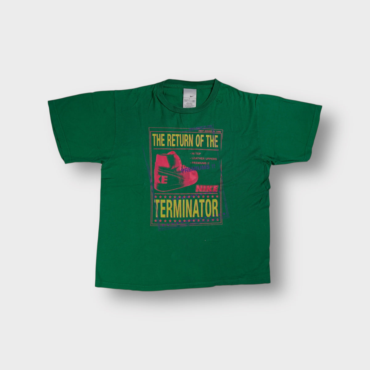 Nike green T-Shirt with a Return of the Terminator shoe graphic print on the front