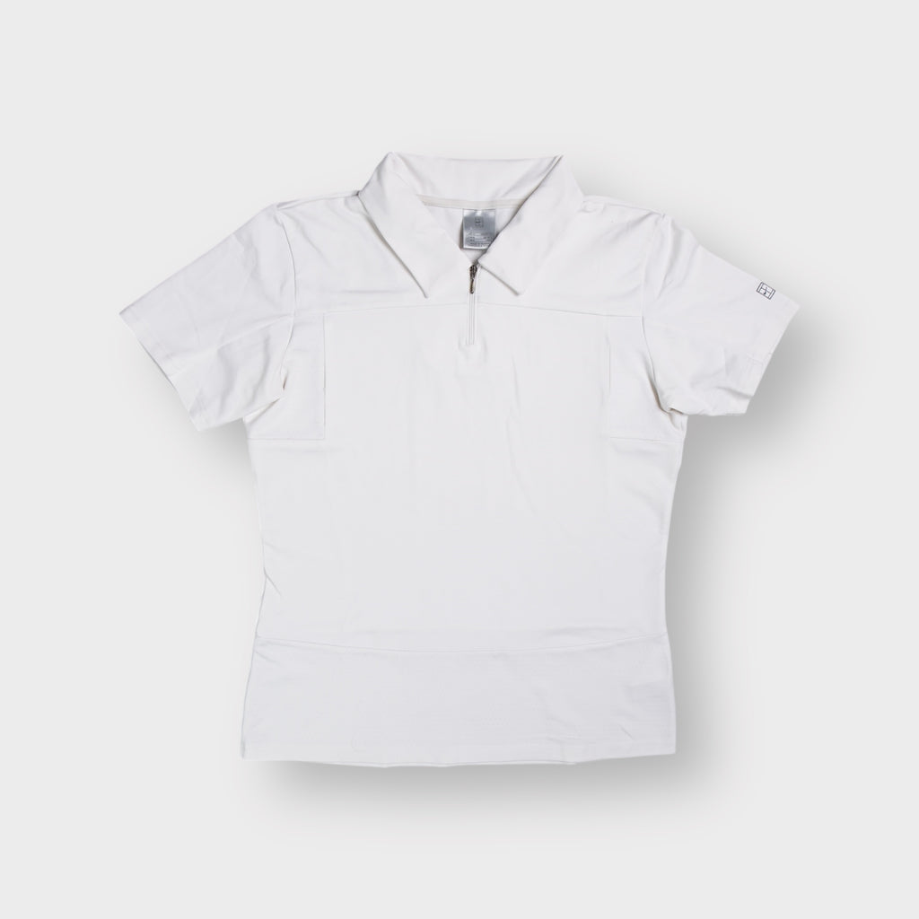 Nike tennis polo shirt in white featuring a half-zip neckline and collar